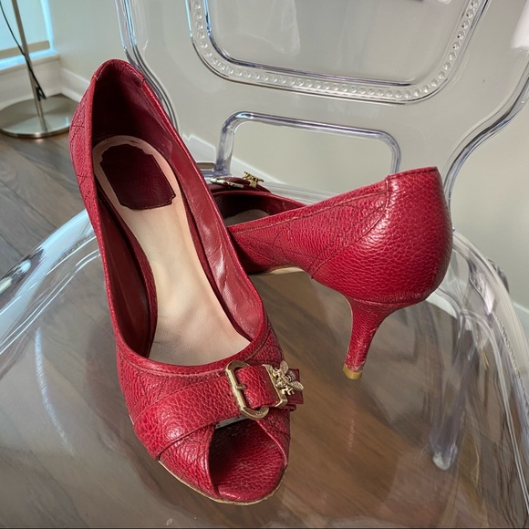 Dior raspberry coloured peel toes - Picture 1 of 5